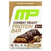 MusclePharm, Combat Ready™ Protein Bar, Chocolate Chip Cookie Dough, 4 Bars, 2.01 oz (57 g) Each