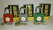 3 Old Gumball Vending Machine Goldkey Iron Padlocks Unused Old Vending Stock 311