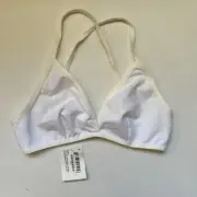 American Apparel White Cotton Wire-Free Crossback Triangle Bra, SMALL NWT