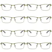 8 PK Men Reading Glasses Anti Blue Light Brass Metal Frame Spring Hinge Readers