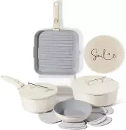 Pots and Pans Set with Detachable Handle - 12 Pcs Nonstick Ceramic Cookware Set