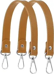 [uxcell] Leather Purse Strap Replacement PU Short Bag Handles with Gold Lobster Buckles, 13 Inch Length Fit for Handbags Shoulder Bag Accessories - Rectangle (2 Pack, Khaki)