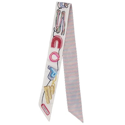 Hermes HERMES scarf Twilly Silk White x Blue x Rose New Unused [CHEVALOSCOPE NEO