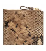 Oroton Designer “ Frida” Texture 3 Credit Card Zip Pouch, BNWT, Dark Rye Colour