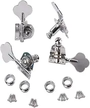 Totority Essential Bass Guitar Tuning Pegs 4pcs Semiclosed Style Tuner Heads R4 Tuner Heads Set for Right-handed Bass Chrome Plated Includes Screws and Ferrules