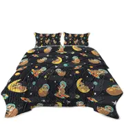 Cute and Funny Astronaut Sloth in Space Coverlet