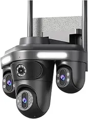 12MP 6K HD WiFi Surveillance Camera Three Screens Smart Outdoor CCTV 360° Panoramic PTZ Security IP Camera(U/S,12MP Add 128GB Card)