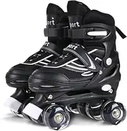 Roller Skates for Little Kids, 4 Size Adjustable Roller Skates with All Wheels Light up, Fun Illuminating Rollers Skates for Boys Beginners,3 Colors to Choose