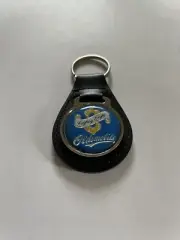 Oldsmobile 88 Keychain Key Fob Black Leather Key Chain Blue Emblem