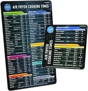 Magnetic Air Fryer Cheat Sheet Set - Accessories Cookbook With Time Chart and Cooking Guide - Strong Magnet Quick Reference for Frying (Black)
