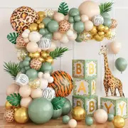 140Pcs Leopard Print And Tiger Print Giraffe Balloon Set Jungle-Themed Birthday Outdoor Picnic Wedding Anniversary Decoration