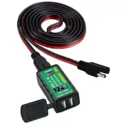 Dual USB Motorcycle Waterproof Charger Adapter Voltmeter ON/Off Switch 12V-24V