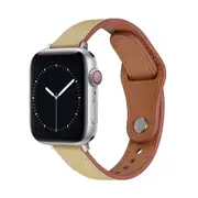 Slim Nail Buckle For Apple Watch 1/2/3/4/5/6/7 Generation Universal Watch 38 40 41MM Cowhide Watch Strap - Apricot
