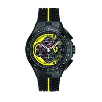 在飛比找PChome24h購物優惠-FERRARI Scuderia 急速時尚風黑鋼膠帶腕錶/黃