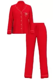 NEW Victoria’s Secret Modal Pajama Set 2 Piece Pants Top Holiday Red Bow Size S