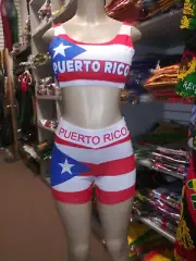 PUERTO RICO Flag Crop Top and/or Shorts - Sports Active Wear Workout Casual