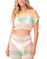 Pq Swim Renee Crochet Cropped Top Swim Cover-Up