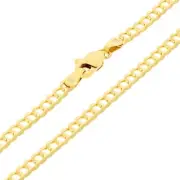 Solid 14K Yellow Gold 3mm Cuban Curb Chain Link Mens Necklace Italian Made 28"