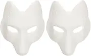 Ipetboom 2Pcs Mask Halloween Mask Fox Mask Wolf Mask Cat Mask Japanese Mask Blank Mask Masquerade Mask Cosplay Mask for Party Supplies