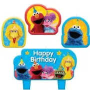 Sesame Street Birthday Molded Cake Topper Candle Set 4 Piece Set Elmo Big Bird