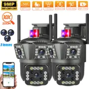 2X WIFI IP Camera 2K Outdoor PTZ Camera 10X Zoom 9MP Auto Tracking Security Cam