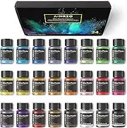 ANRZO Mica Powder For Epoxy Resin, Pearlescent Powder of 24 Colours*10g, Flash Mica Pigment Powder For Resin Dyes, Lip Gloss, Soap Making, Candle Making, Bath Bombs, Art Crafts and Nails, 0.35oz Each1