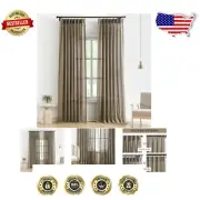 Elegant Café Brown Pinch Pleat Semi-Sheer Curtains - 95" Light Filtering Drapes