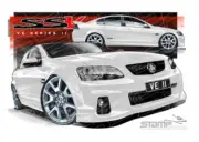HOLDEN VE II SSV REDLINE COMMODORE HERON WHITE A2 FRAMED PRINT (HC434)