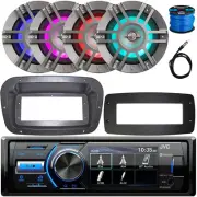 JVC KD-X560BT Marine Receiver, 4x 6.5" 300W RGB LED 2-Way Titanium Speaker, Wire