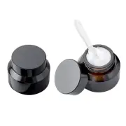 24 Empty 50ml Amber Glass Jars Container w/ Screw on Lid for Creams Lotion
