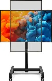 YOMT Mobile TV Cart Rolling TV Stand for 13-50 inch Screens, Tilting and Rotating Mount, Portrait to Landscape, Height Adjustable Portable TV Stand with Wheels Holds up to 44lbs Max VESA 200x200mm