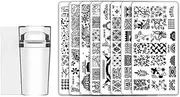 ANCLLO Nail Stamping Plate Set, 8 Models, Nail Art Stencils, Stamping, Nail Picture, Stamping Stencil, Metal Plates, Nail Tattoo