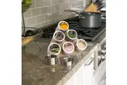 Magnetic Triangular Bamboo Spice Rack & Jars For Kitchen Storage