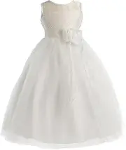 [iGirlDress] White Flower Girl First Communion Pageant Wedding Birthday Dress