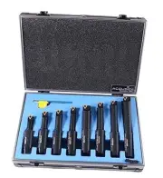 8 Pc 3/4'' Round Shank Indexable Boring Bar Set with Tcmt Carbide Inserts, 90