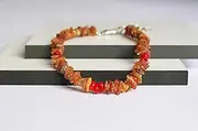 amber-us Amber Necklace for Dogs Made of Raw Baltic Amber Decorated with Red Coral | Tick Collar | Amber Against Ticks | Ticks and Flea Protection Collar (40-45 cm)