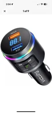 VicTsing Bluetooth FM Transmitter Adapter, QC3.02 Microphones Radio Adapter NEW