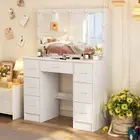 Dressing Vanity Table Make Up Mirror With LED Mirror & 7 Drawers Bedroom Dresser