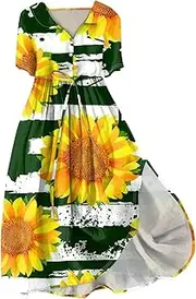[Generic] Cyber Monday Deals 2024,Evening Dresses for Women 2024 Elegant Classy,Sunflower Dresses for Women Summer Dresses for Women 2024 Maxi 60S Outfits for Women Tea Party Dress Sparkly(08-Ginger,3XL)
