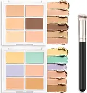 2Pcs Green Concealer Palette Cream Kit,Foundation Color Corrector Set,Concealer For Dry Skin Redness Corrector For Face Contouring Palette Cream,Cream Foundation Palette For Mature Skin Makeup Palette, 01# Light02#color Correcting, 2 Fl Oz (Pack of 1)