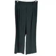 NWT Nicole Miller Wide Leg High Rise Pinstripes Stretch Gray Dress Pants Size M