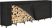 [NANANARDOSO] 8ft Firewood Rack with Cover, Heavy Duty Steel Construction, Weather Resistant, Adjustable Log Stacker Stand, Large Capacity, Waterproof for Wood Storage