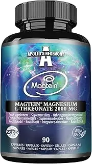 Magtein® Magnesium L-Threonate 144 mg per Daily Dose - 90 Vegan Capsules - 30-Day Supply - for Cognitive Function Support - by Apollo's Hegemony