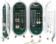 [SQUISHY DOT] Acrylic Foldable Jewellery Organiser, Earring Holder, Jewellery Box Organizer, Display Rack with Mirror, White