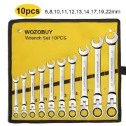 Chrome Vanadium Steel Spanner Ratcheting Wrench SetFlex Head 10pcs