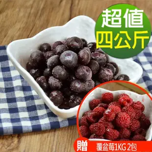 【幸美生技】冷凍栽種藍莓4包組1kg4包美國原裝進口(加贈覆盆莓1kg2包自主送驗A肝/諾羅/農殘/重金屬通過)