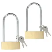2 Pcs Solid Brass Padlocks 3.8" Long Shackle Lock with 2 Keys