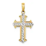14K Yellow & Rhodium W/ D/C Cross Charm