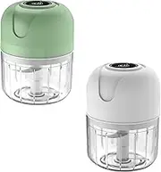 Electric Garlic Chopper, Cordless USB Charging Mini Food Processor with Incisive Blades, Multifunctional Lightweight Fruit Chili Chopper for Vegetable, Meat (White 100ml)