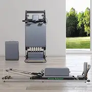 Oldable Pilates Reformer Machine with Pilates Box & Footboard - Compact Aluminum Alloy Home Gym Equipment, Adjustable Strength Training Bed